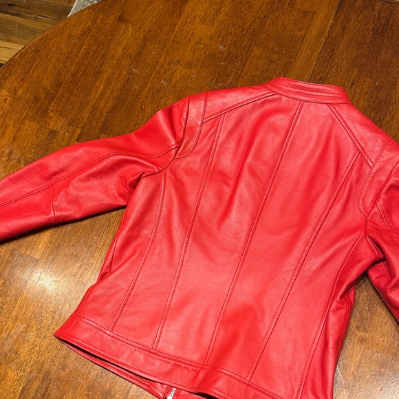 Cole Haan Moto Red Leather Jacket - Picture 6 of 6